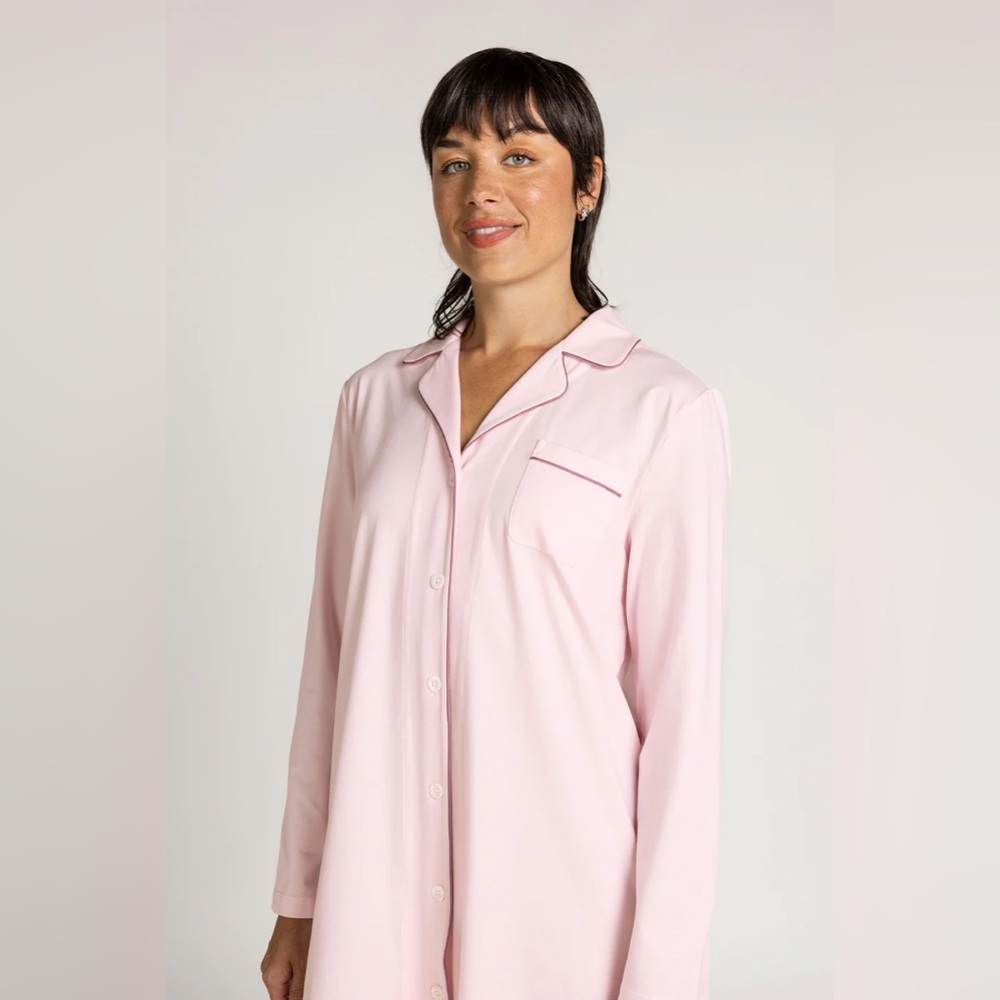 NWT Understance Cotton Stretch Long Sleeve Sleep Shirt Pink XS